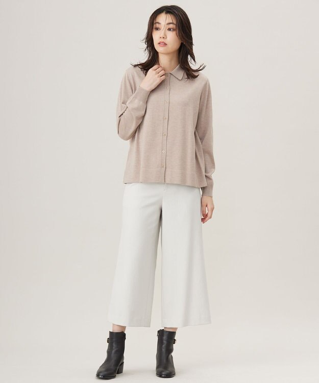 J.PRESS LADIES 【WEB限定カラーあり・洗える】ツムギート flannel ワイド クロップド パンツ アイボリー系