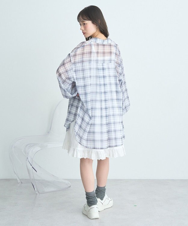 earth music&ecology シアーチェックシャツ Off White