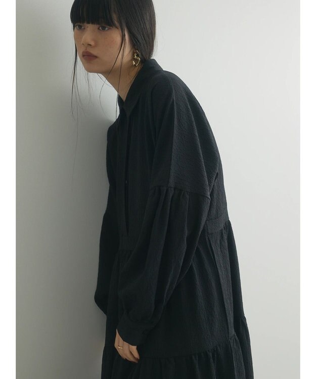 Green Parks armonia. ジャガードシャツワンピース Black