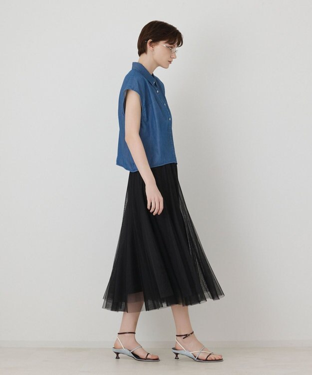 GRACE CONTINENTAL シアーデニムドルマントップ ブルー