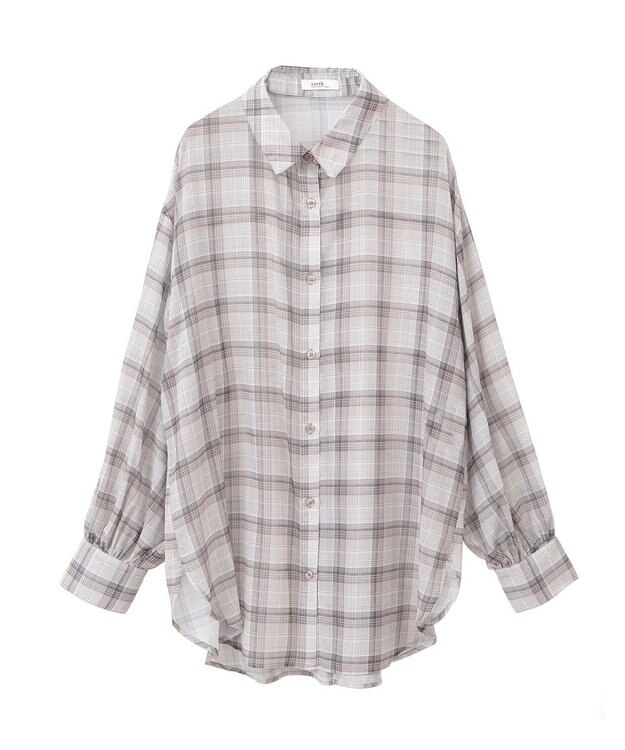 earth music&ecology シアーチェックシャツ Brown