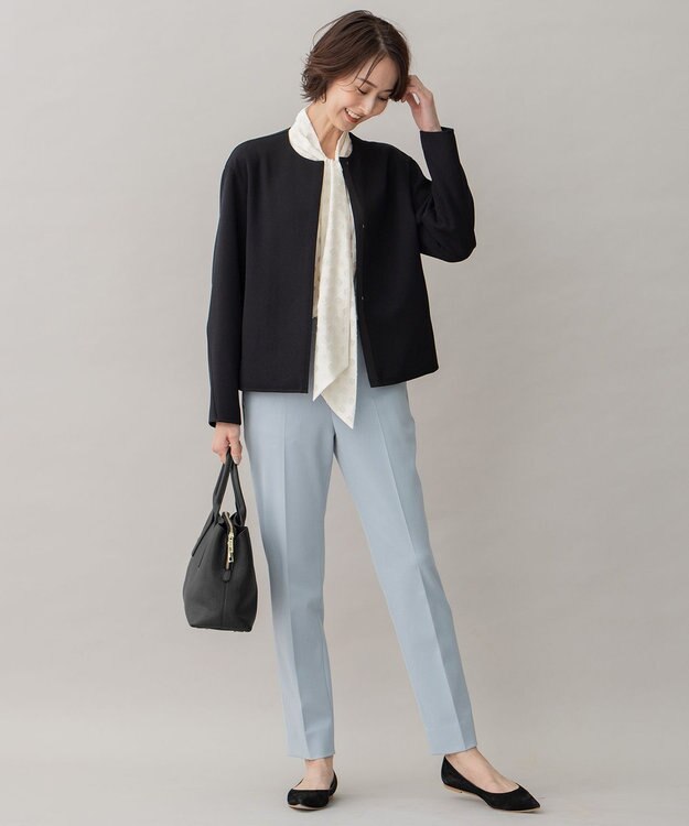 自由区 【XSサイズ～/洗える】TRギャバ テーパードパンツ スカイブルー系