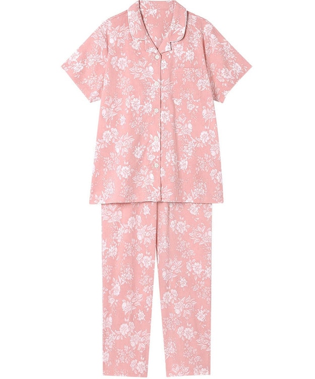 Wing パジャマ 5分袖 半袖 長ズボン 綿100%(本体) 楊柳素材 3Lまで対応 大きいサイズ 夏 レディース EP8076 ウイング／ワコール レッド