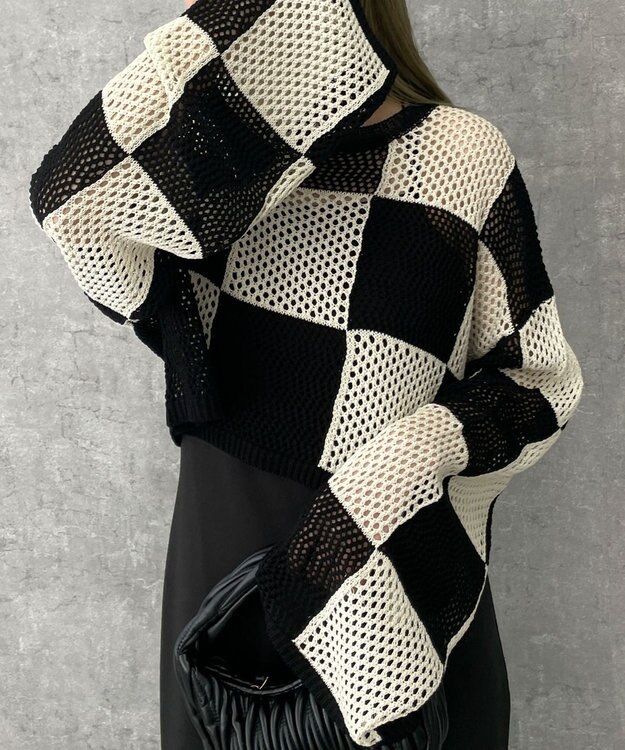 WEGO チェッカーメッシュニット ブラック