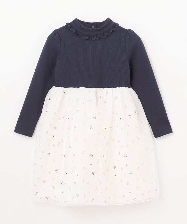 ANY KIDS ドッキング チュール ワンピース ネイビー×ホワイト