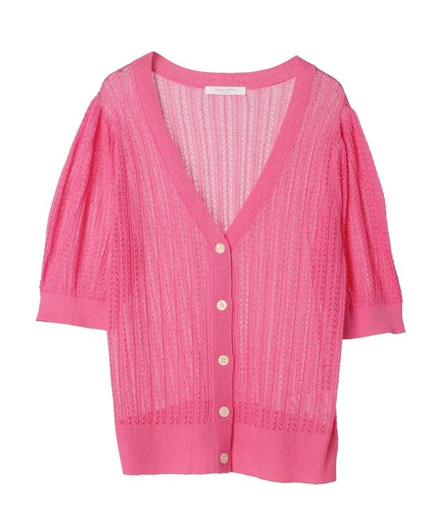 Green Parks すかし柄コンパクトシアーカーディガン Pink