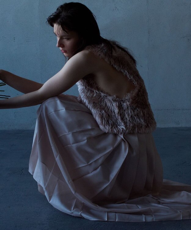 自由区 【カトリエムブーケ】Flower fur シャギーベスト ピンク