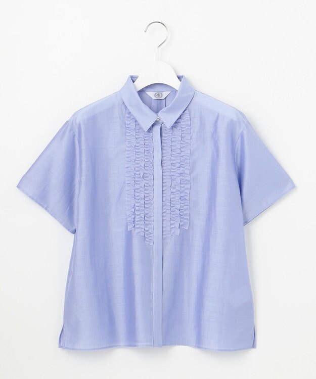 J.PRESS LADIES 【洗える】フリルジャージー ブラウスライク カットソー サックス系