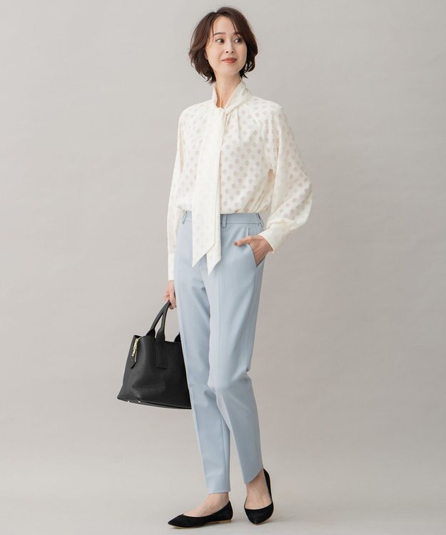 自由区 【XSサイズ～/洗える】TRギャバ テーパードパンツ スカイブルー系