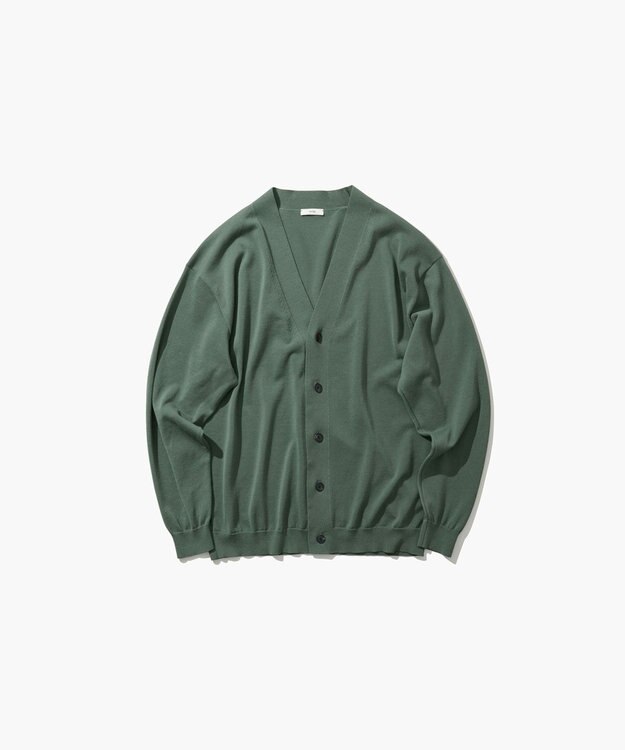 ATON COTTON WASHI KNIT | オーバーサイズニットカーディガン - UNISEX GREEN