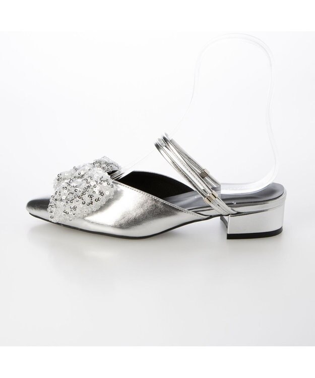 MODE ET JACOMO <noyau>2WAYリボンストラップミュールパンプス シルバーコンビ