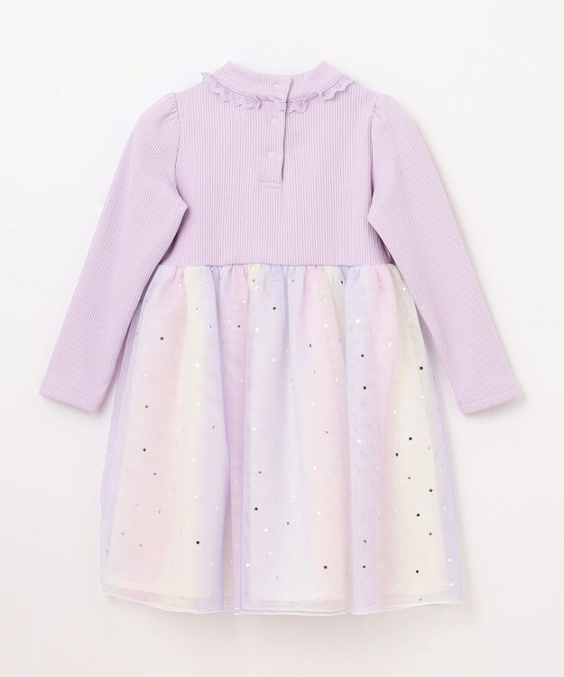 ANY KIDS ドッキング チュール ワンピース ラベンダー×レインボー