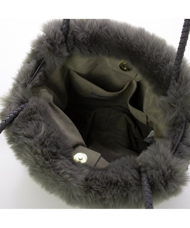 UNBILLION カシュカシュ cachecache / ロングハンドルエコファー巾着トート GY