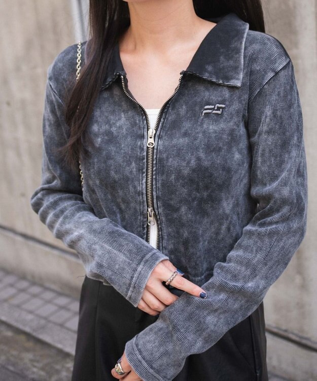 WEGO ヴィンテージウォッシュWZIPトップス スミクロ