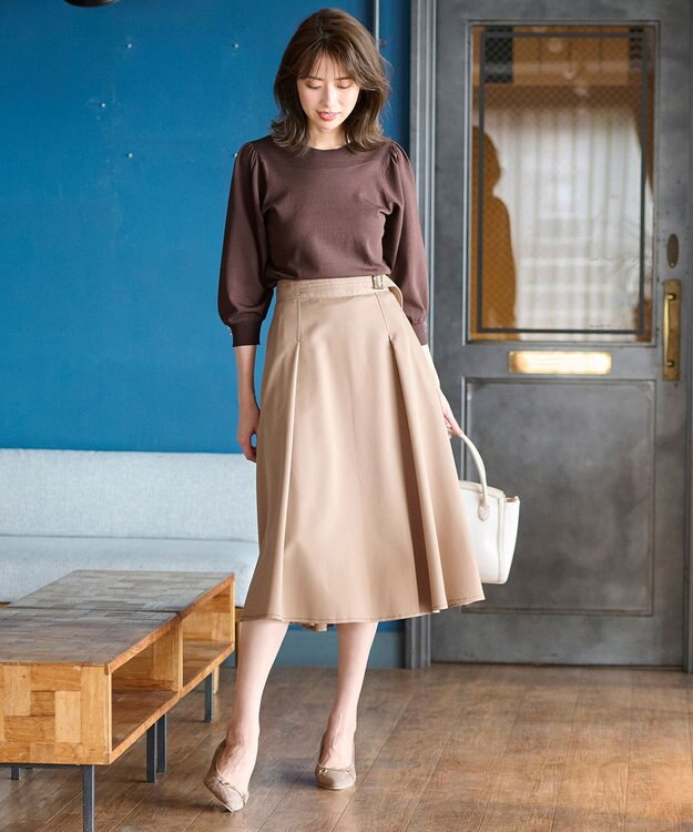 ANY SIS L 【洗える】チノライクタック スカート ベージュ