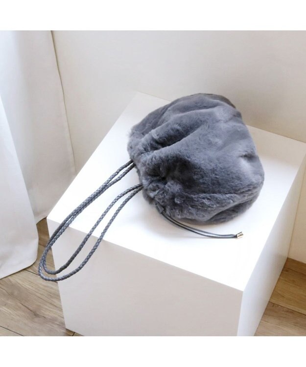 UNBILLION カシュカシュ cachecache / ロングハンドルエコファー巾着トート GY