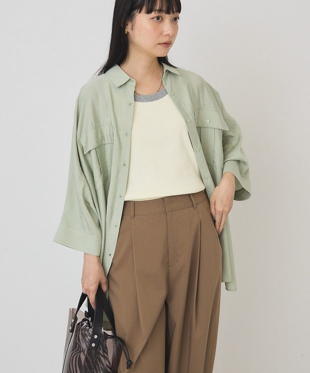 AMERICAN HOLIC 【予約】【WEB限定】接触冷感Wポケットシャツチュニック Khaki