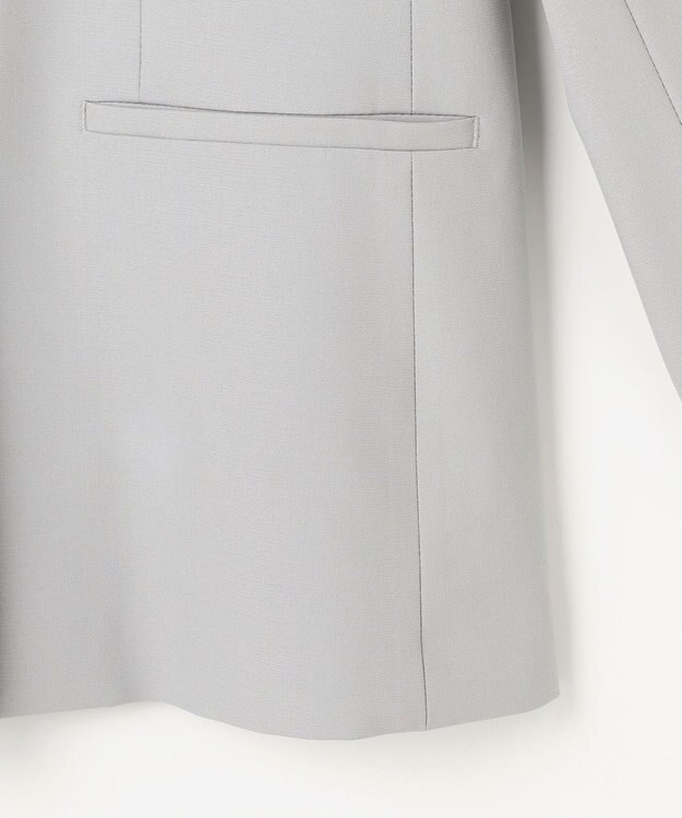 ANY L イージーケアライトストレッチノーカラージャケット ライトグレー