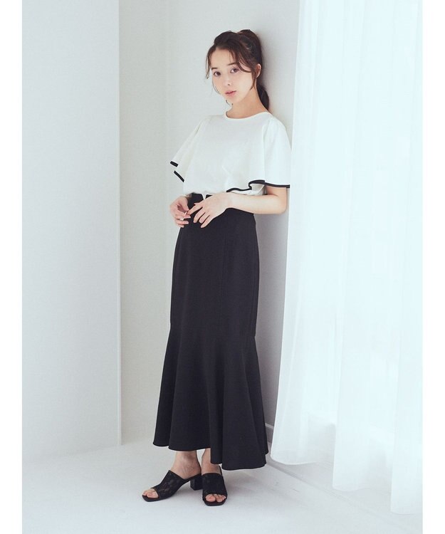 earth music&ecology パイピングフレアスリーブカットソー Off White