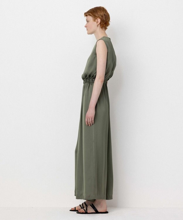 NAVE 【Nave・洗える】ヴィンテージサテン オールインワン カーキ系