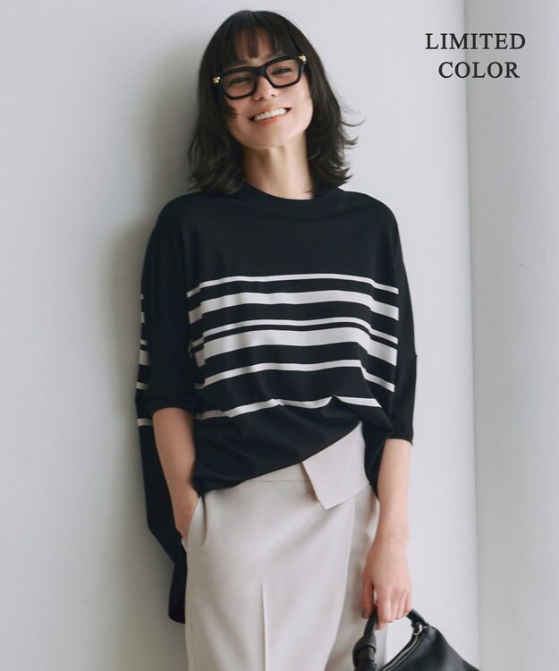 ICB L 【人気のため新色追加・接触冷感・UVカット・洗える】 VIS/NYハイゲージ プルオーバー ブラック×トープ系［WEB限定］