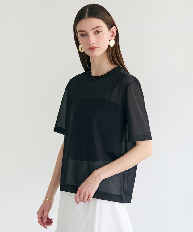 BEIGE， SELEN / リブコンビ シアーTシャツ Black