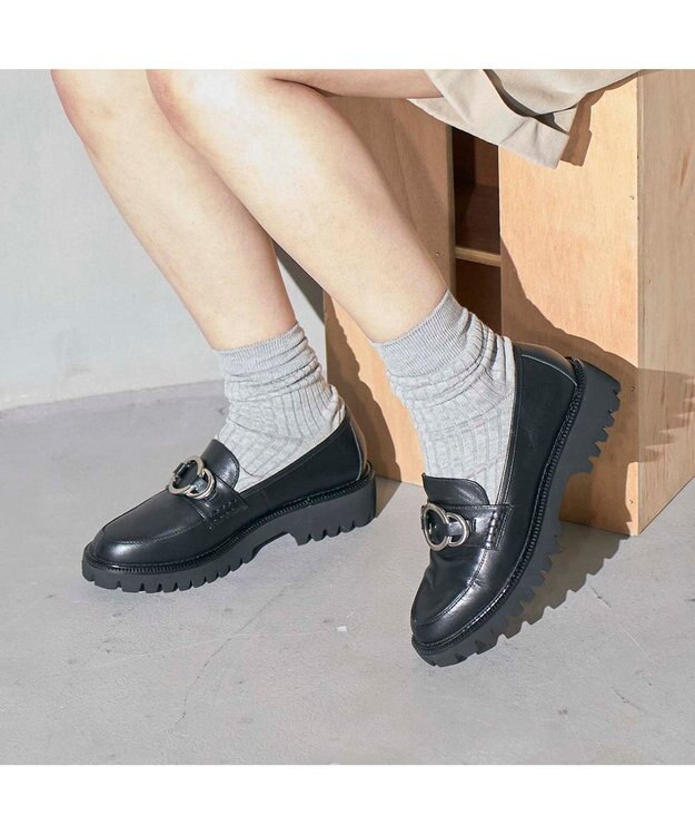 ing <ing>リングビット厚底ローファー ブラック