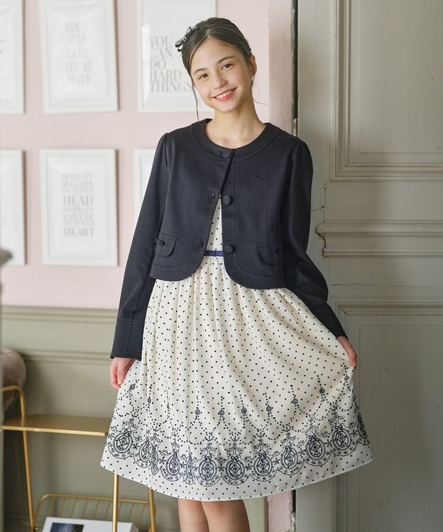 組曲 KIDS 【150-170㎝】ドットシフォン ワンピース オフホワイト系5