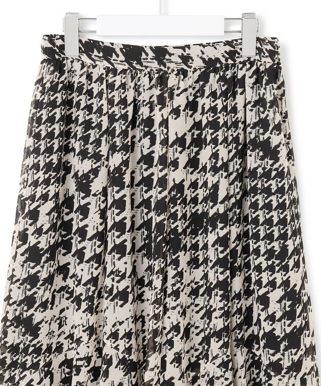 23区 S 【洗える】ハウンドトゥースアートプリント ギャザー スカート モノトーンプリント