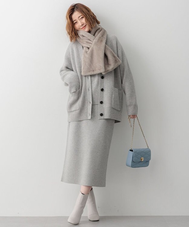 23区 L 【洗える】カシミヤブレンド ニット カーディガン ライトグレー系