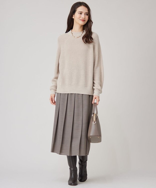 自由区 S 【セットアップ対応・洗える】ハイツイストビエラプリーツ スカート ブラウン系チェック