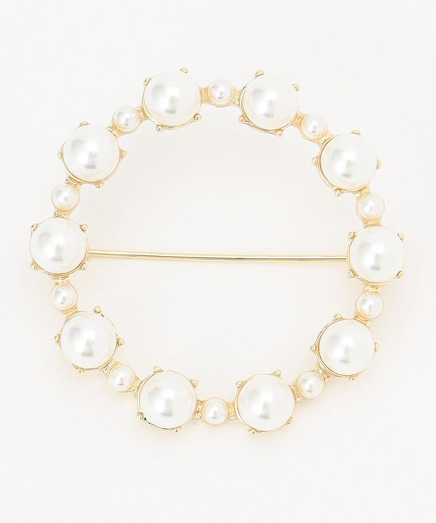 自由区 サークルパールブローチ ゴールド系