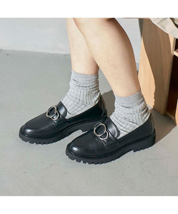 ing <ing>リングビット厚底ローファー ブラック