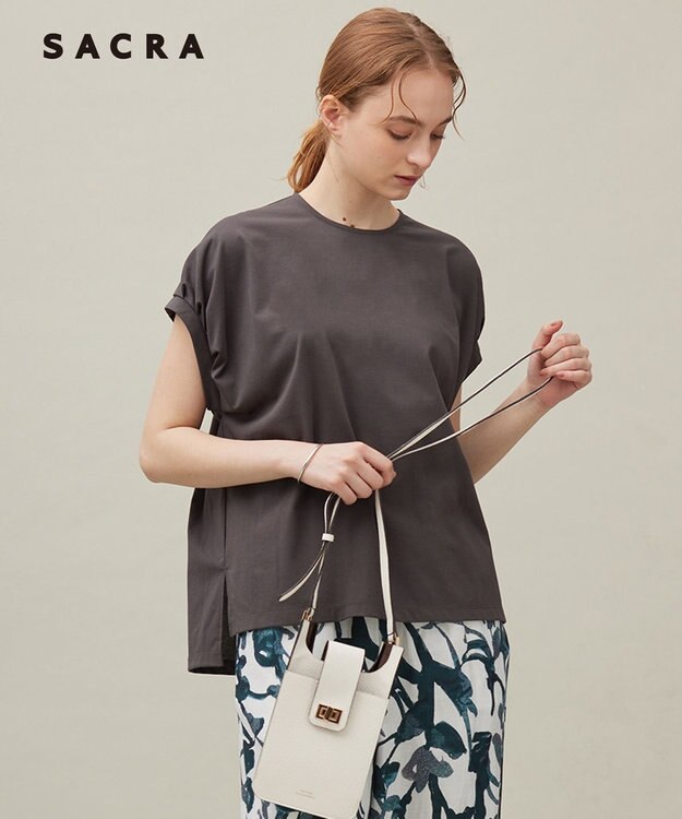 23区 【SACRA】プレーティングクロス カットソー チャコールグレー系