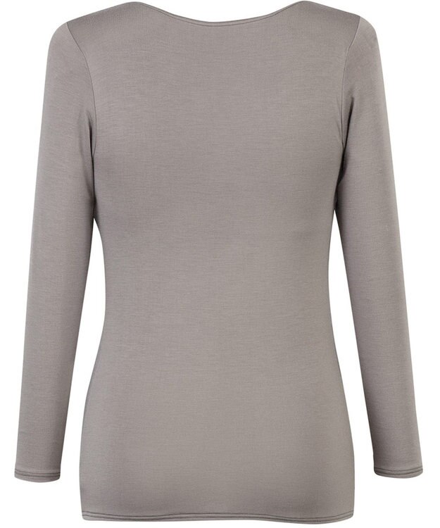 Wing カップ付きインナー あったか素材 ブラトップ ラク きれいなバストシルエット 【シンクロブラトップ  保温タイプ】 8分袖 長袖 秋 冬 ET1864 ウイング／ワコール ブラウン