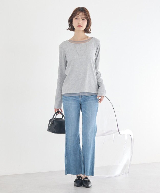 earth music&ecology レイヤード風テレコプルオーバー Light Gray