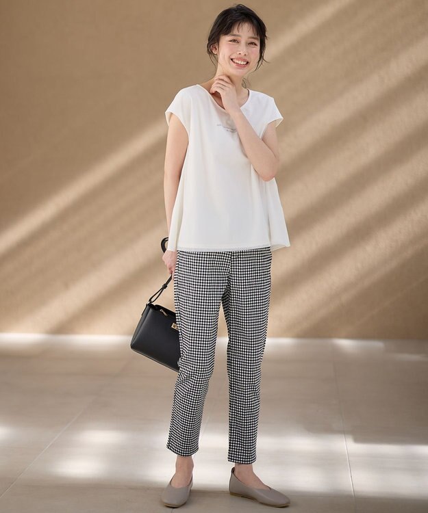 ANY チュールデザインフレンチスリーブTシャツ オフ