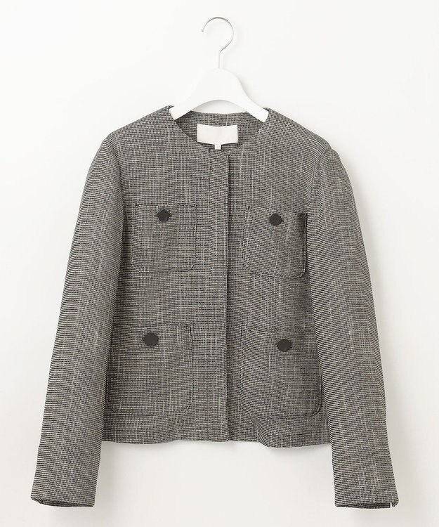 自由区 【洗える】ライトカラミノーカラー ジャケット モノトーン