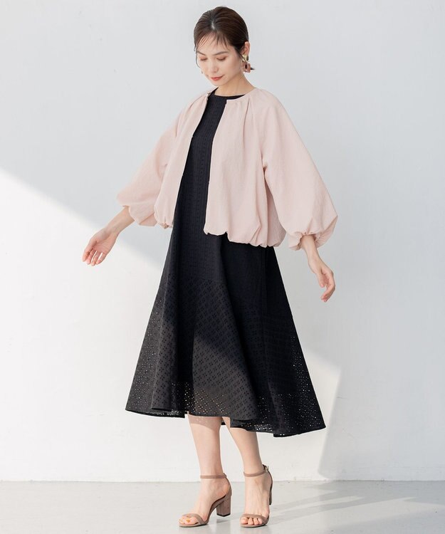 組曲 【洗える】サッカーストレッチ ブルゾン ローズ系