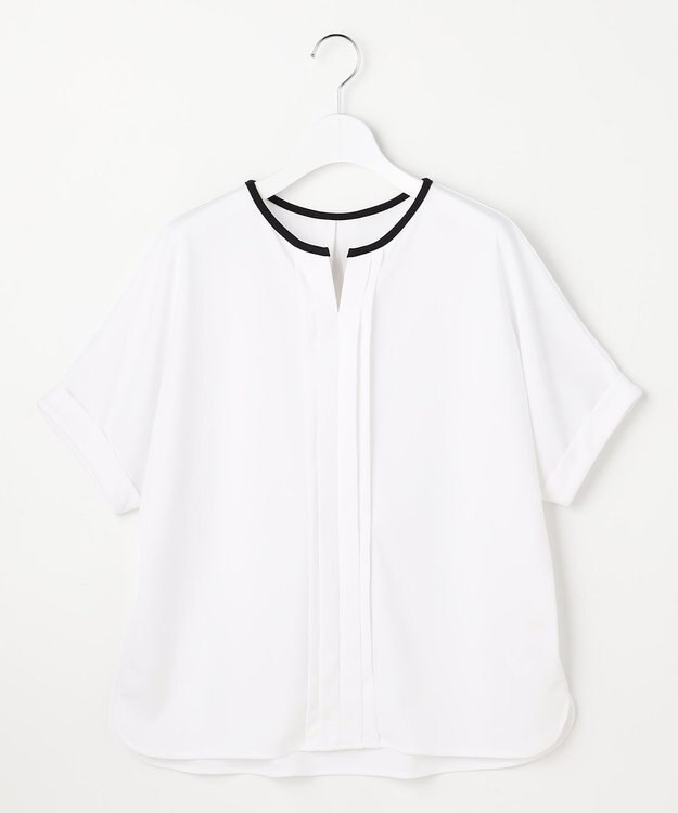 ANY SIS ジョーゼットフロントタック プルオーバー オフ×ブラック