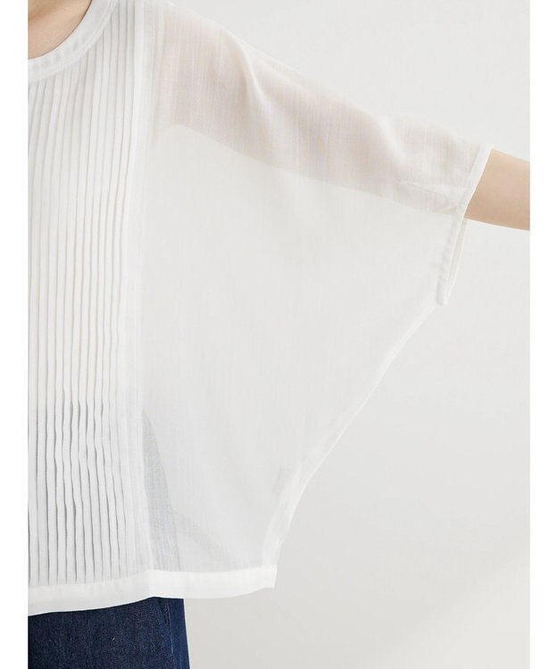 Green Parks ・ｆｕｒｒｙ　ｒａｔｅ　ピンタックボイルブラウス Off White