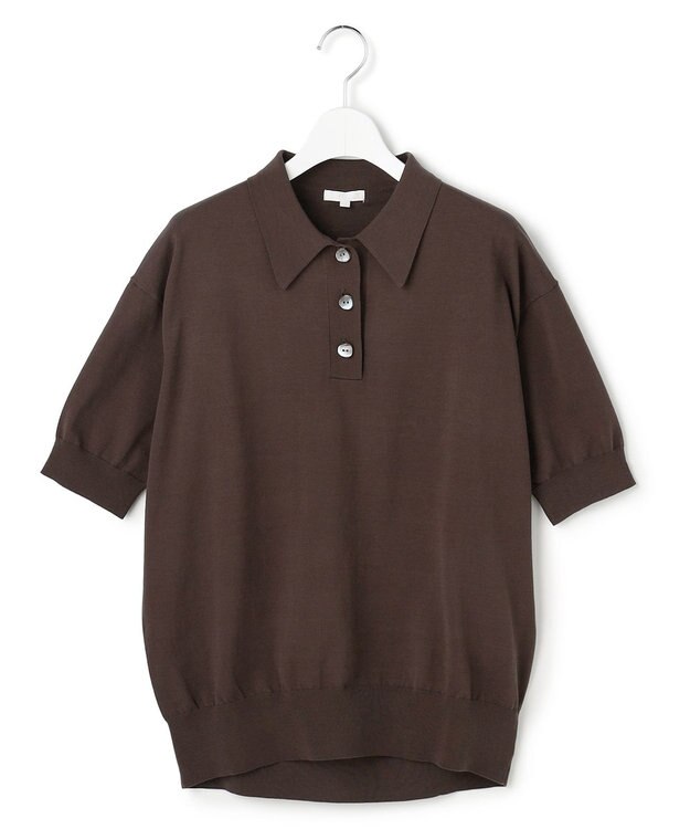 23区 L 【R(アール)】アイスニット 襟付きデザイン トップス ダークブラウン系