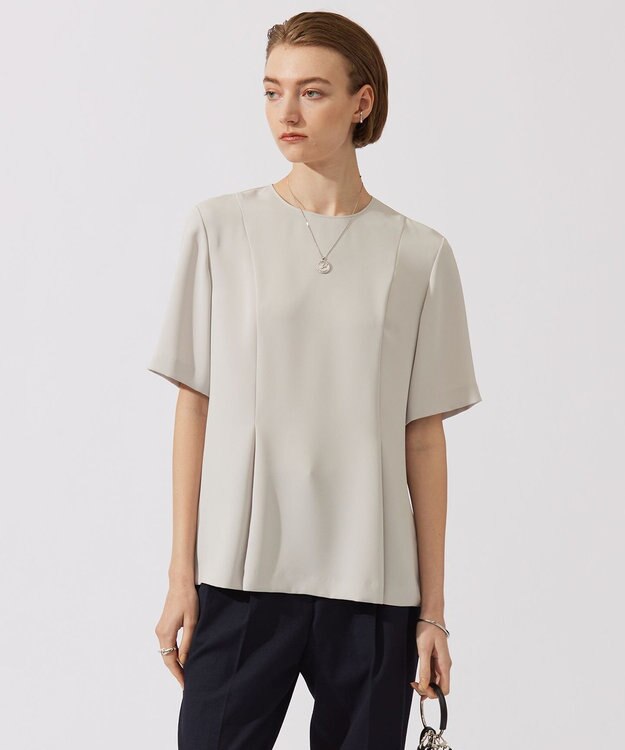 ICB 【UVカット・接触冷感・防シワ・洗える】エステルダブルクロス タックデザインプルオーバー トープ系