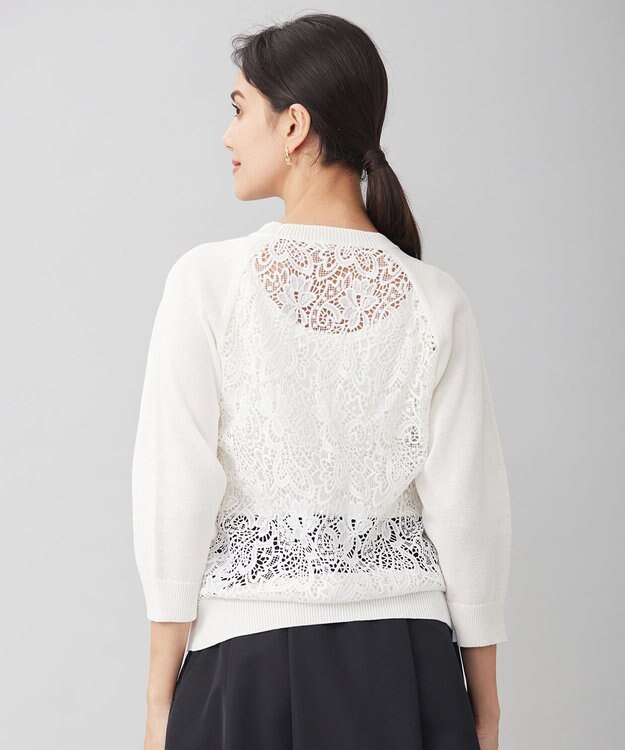 自由区 S 【洗える】レースコンビニット プルオーバー オフホワイト