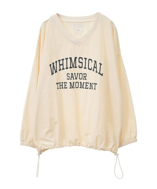 Green Parks ナイロンロゴＶネックプルオーバー Ecru