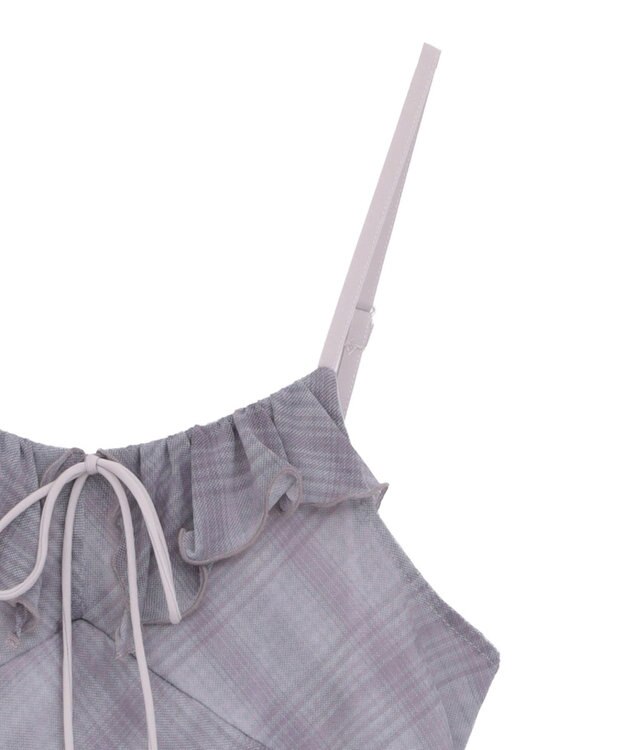 earth music&ecology フロントリボンチェックミニキャミワンピース Check Gray