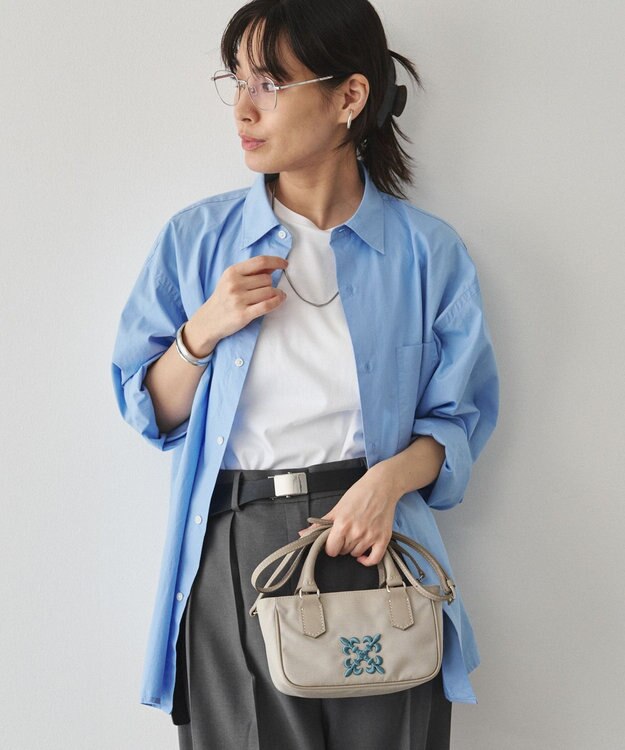 russet 《モノグラム刺繍》コーデュラナイロン2WAYミニショルダーバッグ（CE-1778） L.Greige