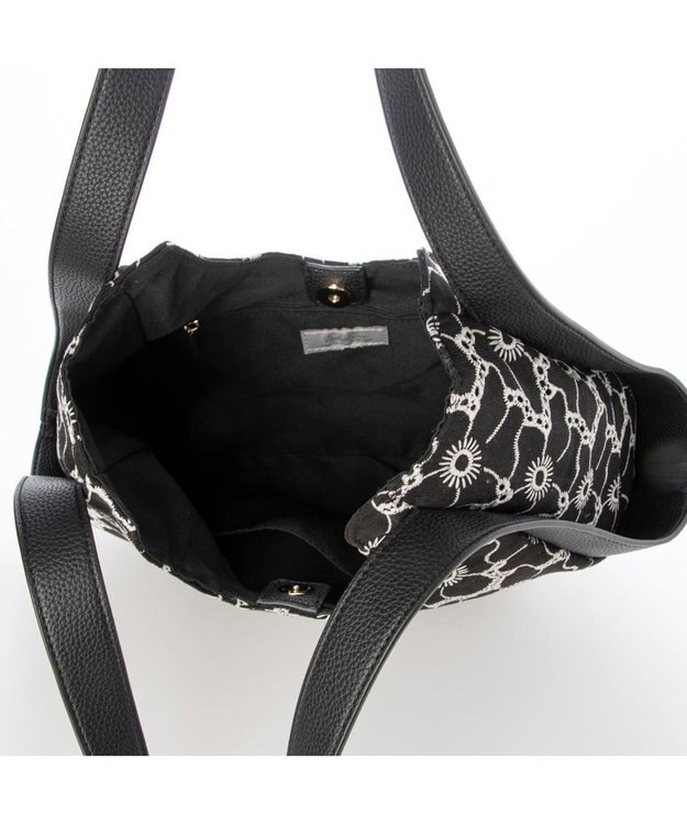 UNBILLION カシュカシュ cachecache / 刺繍生地トートバッグ ブラック