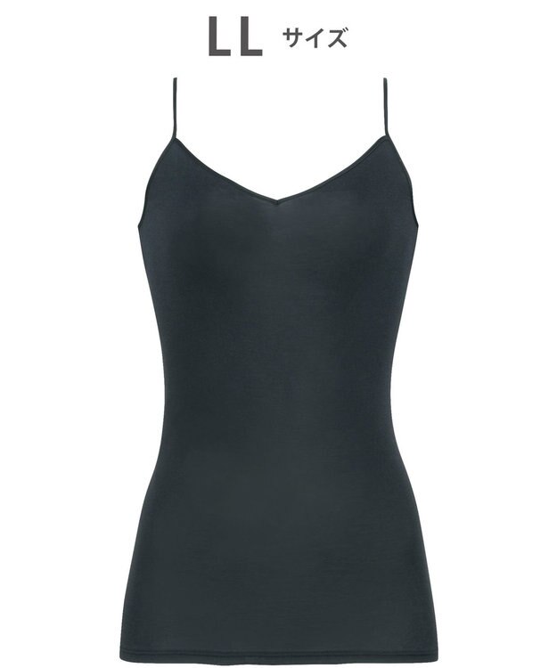 WACOAL インナー 【なめらかコットン】 キャミソール 綿100％（身生地） オーガニックコットン（身生地） 吸汗性 通気性 ネックふかめ Vネック レディース CLA122 /ワコール ブラック