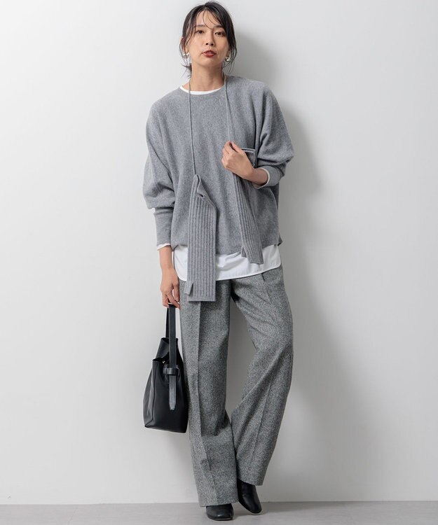 23区 【洗える】ピュアカシミヤ ドルマンスリーブ ニット グレー系